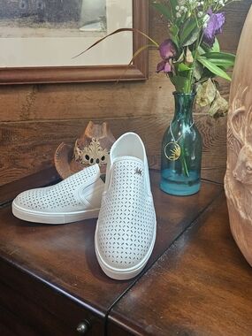Michael Kors White Perforated Slip-On Sneakers